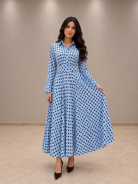 فستان منقط حزام - Image 1